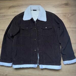 Brown Corduroy Jacket with White Sherpa Lining